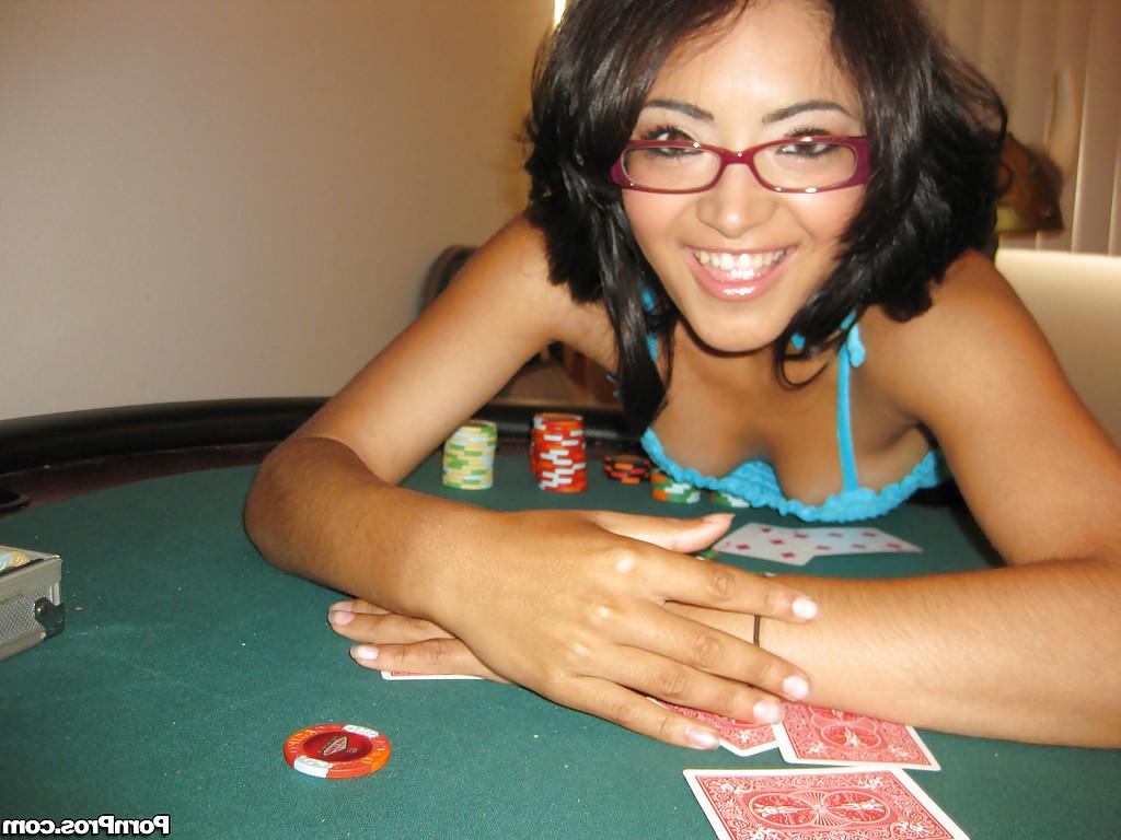 15P Latina babe in glasses Andrea Kelly strips to expose her slender body