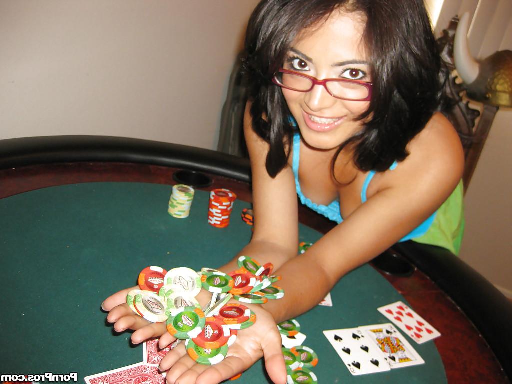 15P Latina babe in glasses Andrea Kelly strips to expose her slender body