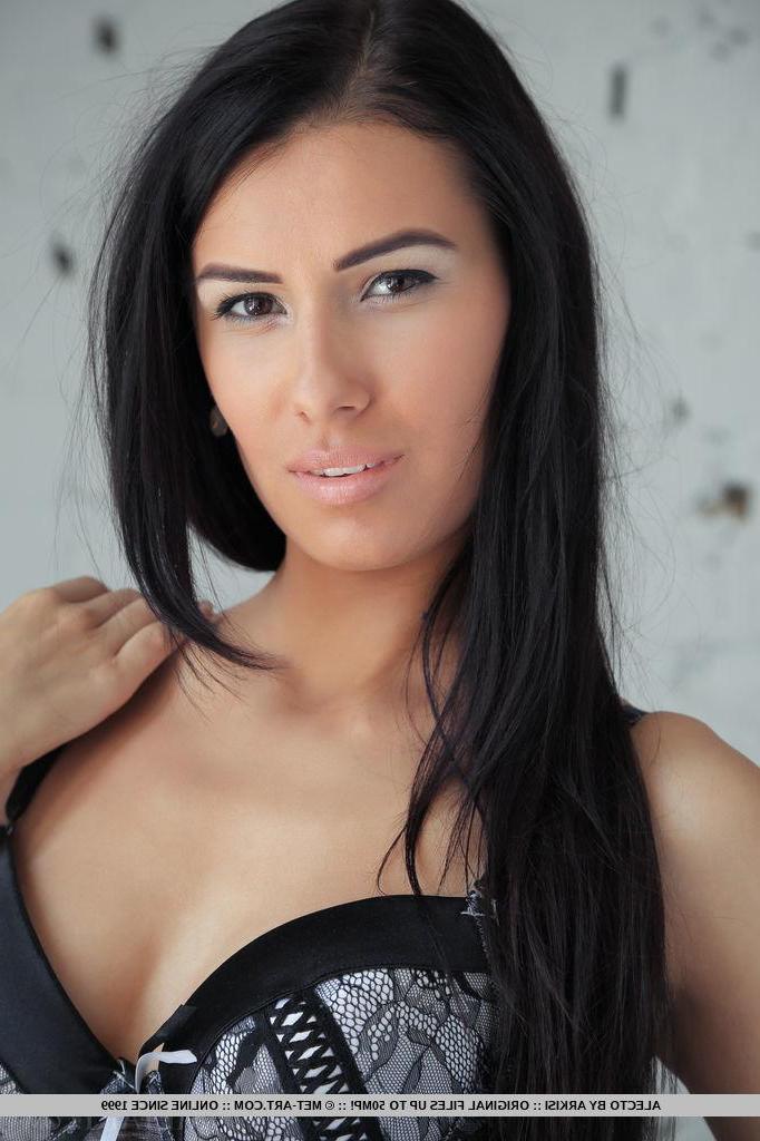 18P Brunette model Alecto shows off her long legs and tight pussy in "Lipess"