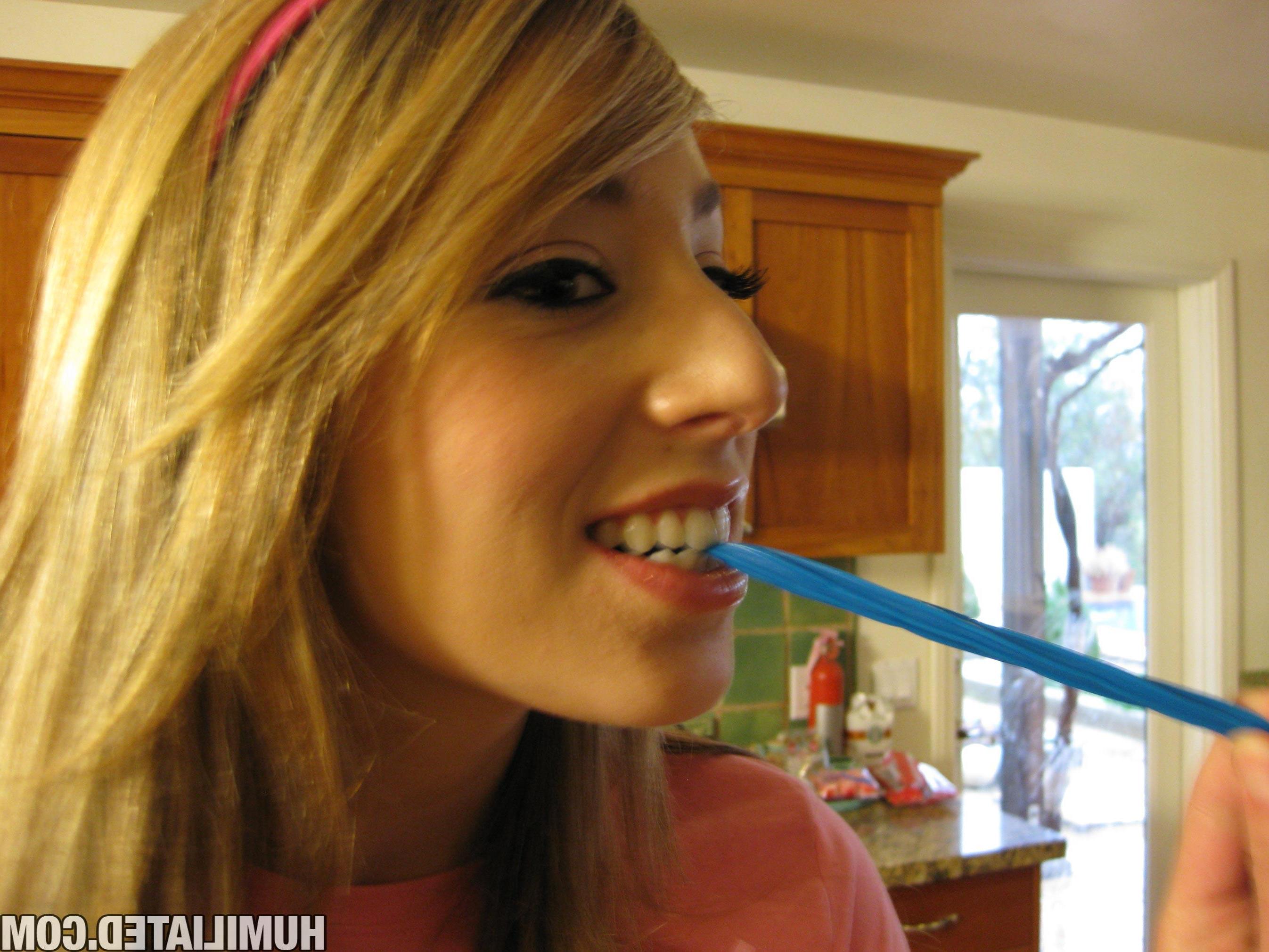 16P Cute petite Allyssa Hall gets way more than she can take