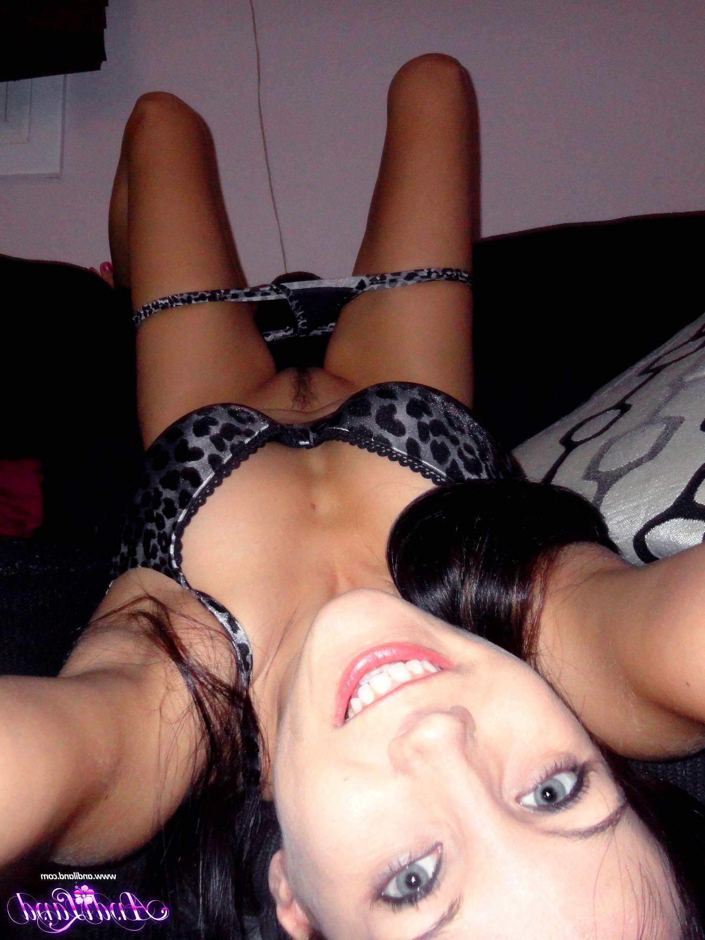15P Teen hottie Andi Land pulls down her sweatpants to play with her panties