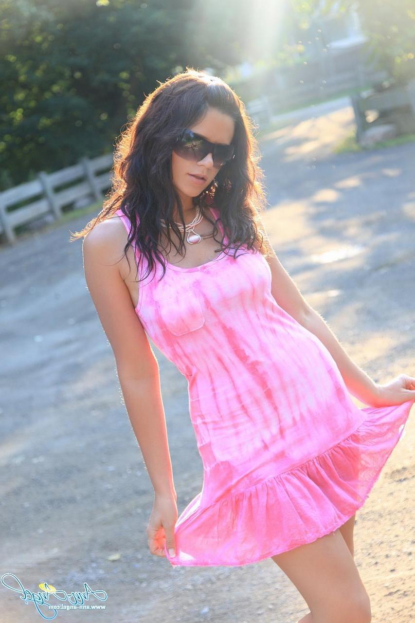 14P Pictures of hot girl Ann Angel showing you up her cute pink dress