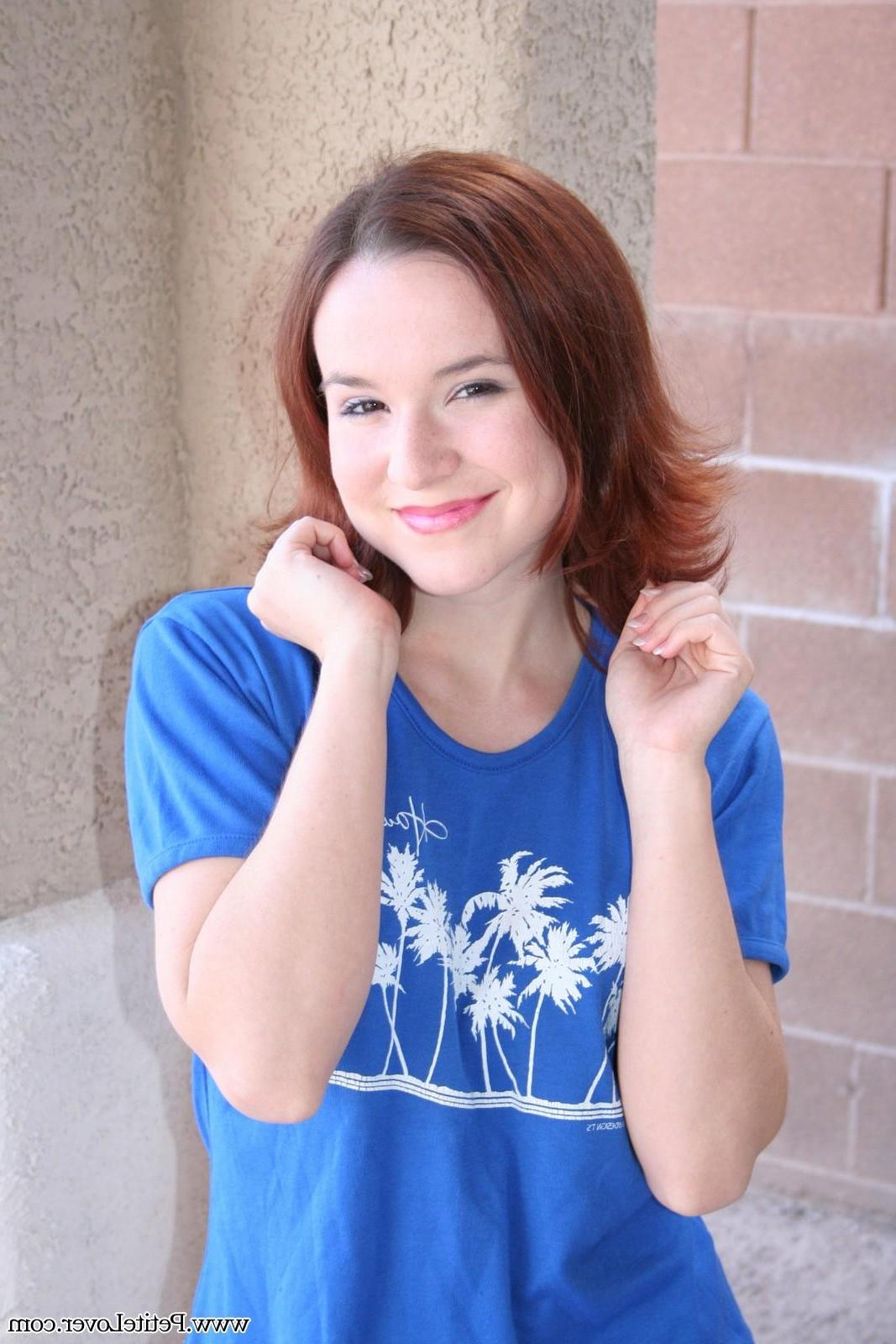16P Redhead cutie Anna peels off her tiny red thong and shows her tight body
