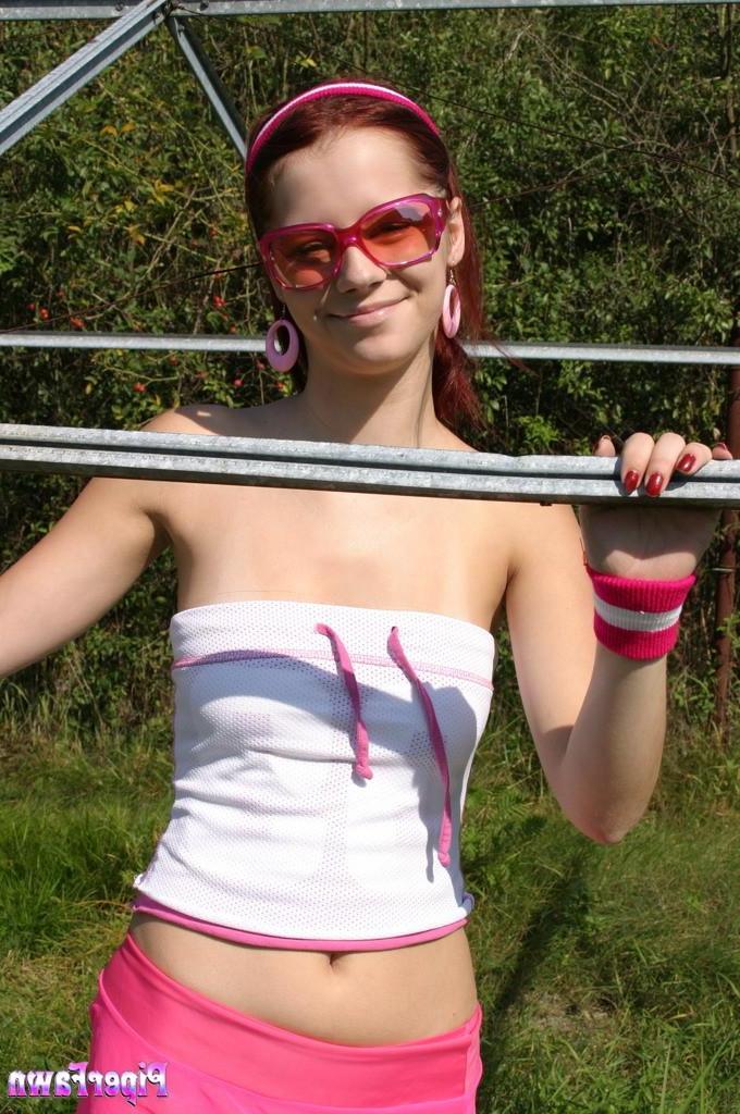 15P Piper Fawn shows off her sexy feet outside
