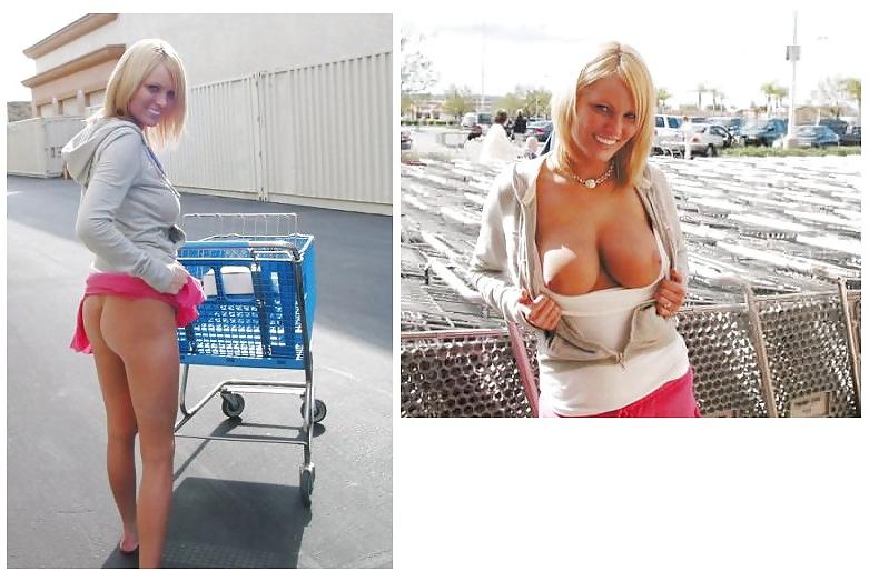 13P Nude under dress in public