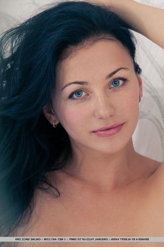 18P Black-haired beauty Brandi A strips naked and offers you her beautiful pussy