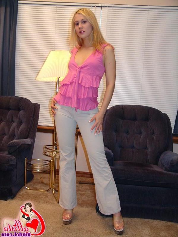 20P Pictures of Callista Model wearing cute panties and stripper heels