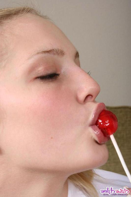 15P Pictures of Cute Chloe sucking on a lolipop