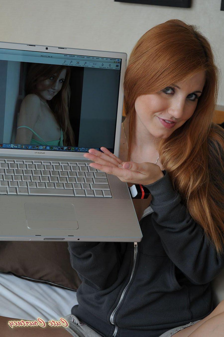 15P Pictures of Cute Courtney getting horny with her laptop
