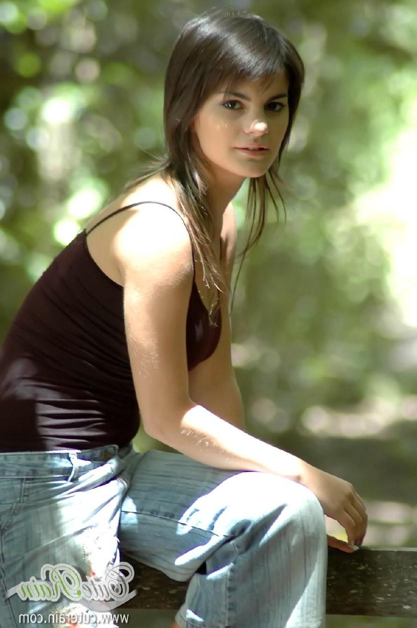 16P Pictures of Cute Rain exposing her tits outside