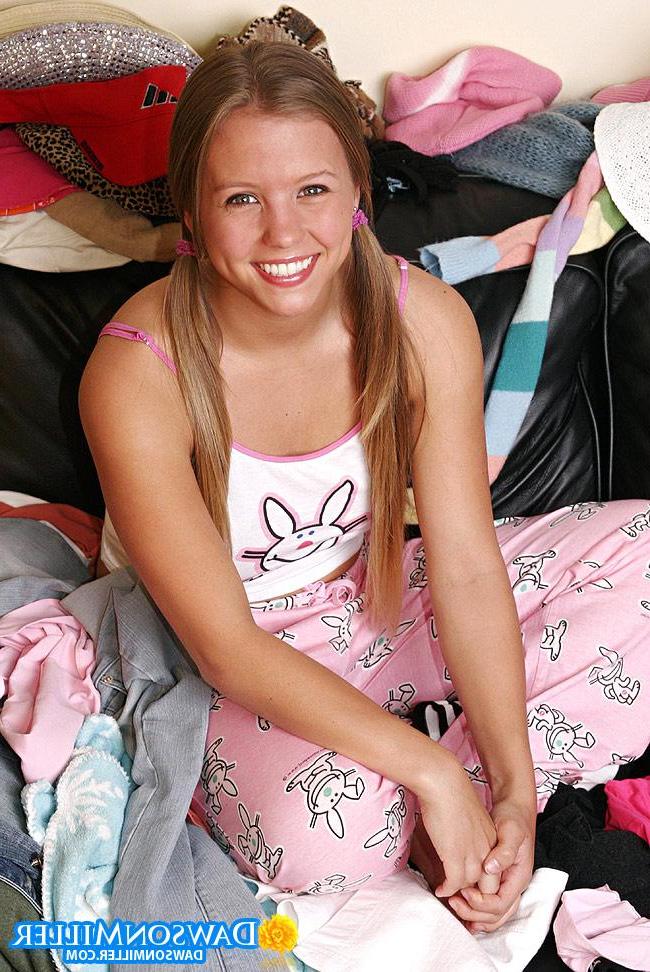 16P Super cutie Dawson strips out of her pajamas