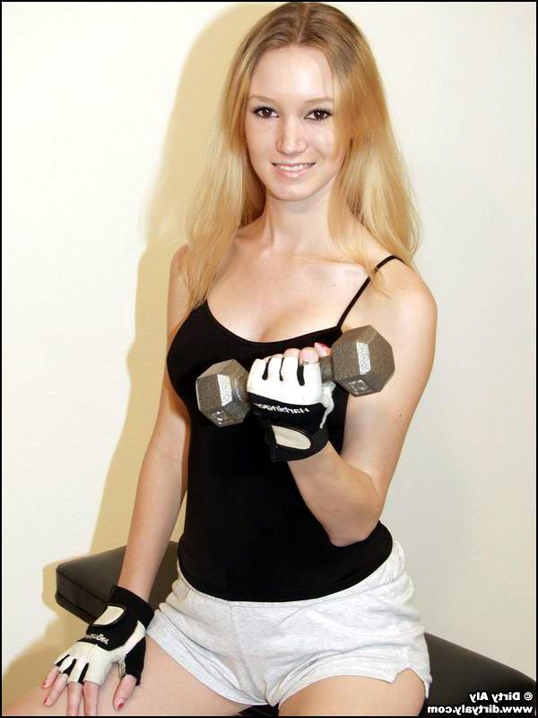 16P Aly gets topless for you while she works out