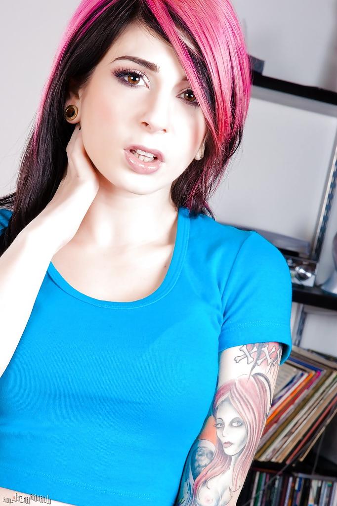 14P Amateur punk Joanna Angel is undressing on camera in her sexy socks