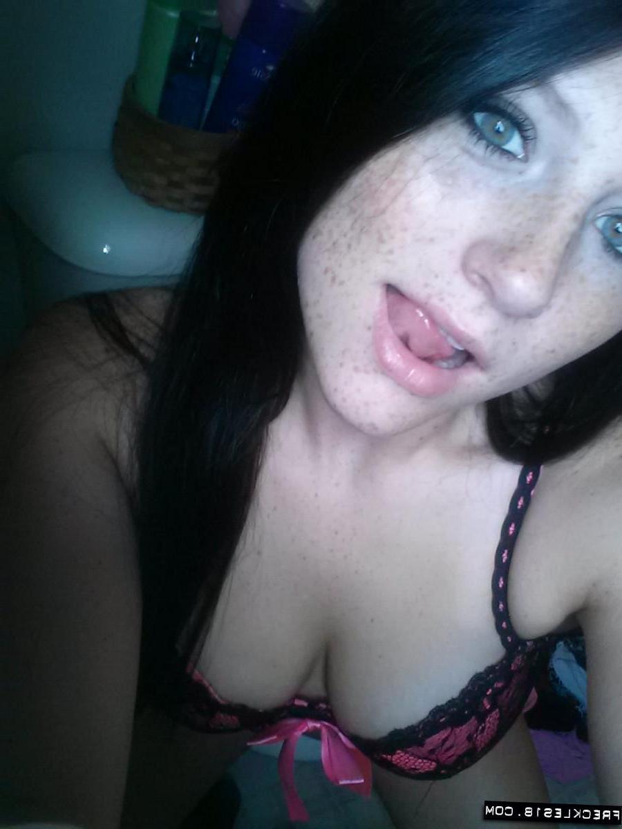 12P Pretty teen Freckles 18 takes some sexy selfies in lingerie