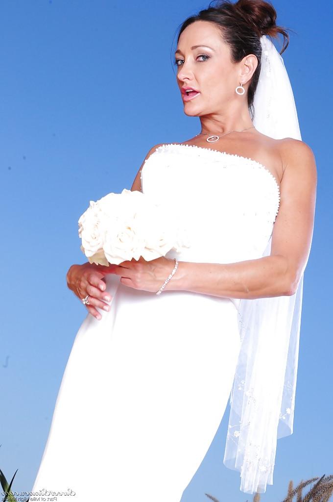 16P Naughty bride in white nylon stockings Michelle Lay stripping