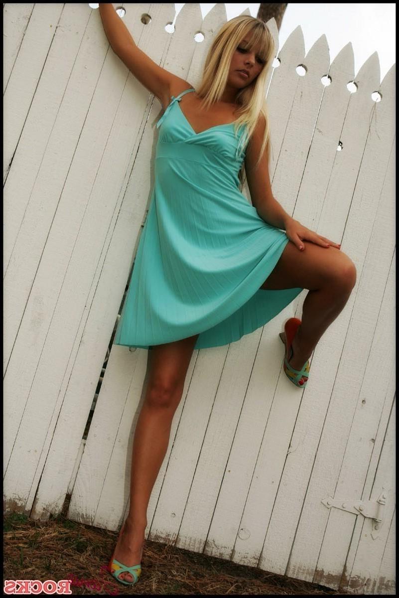 12P Jana shows off her long perfect legs in her cute sunday dress