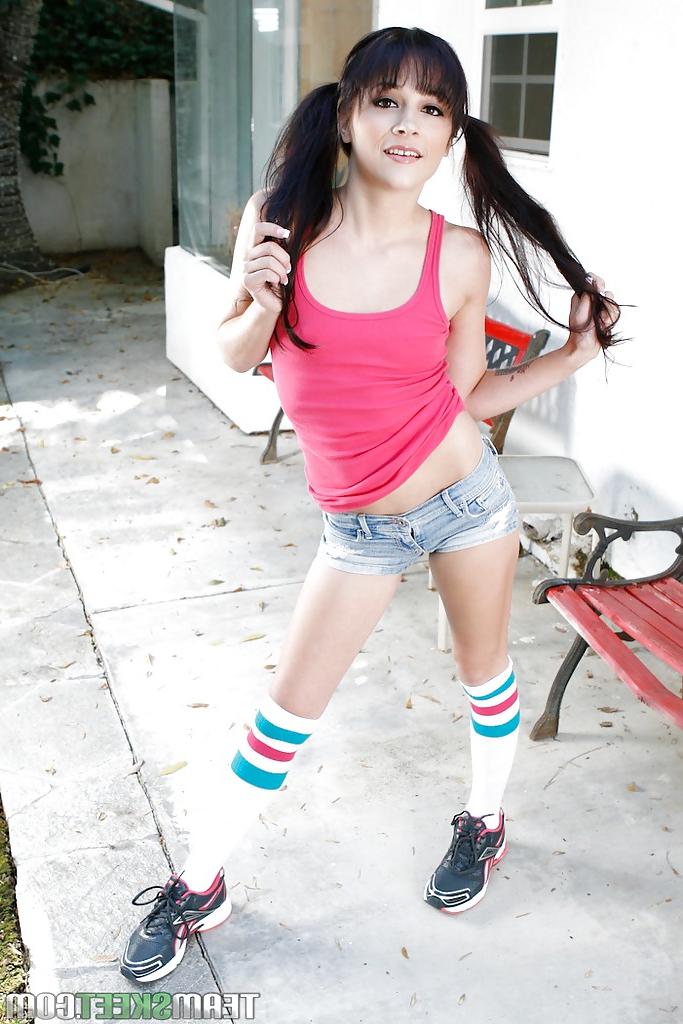 16P Nasty tattooed babe revealing her sweet tiny titties outdoor