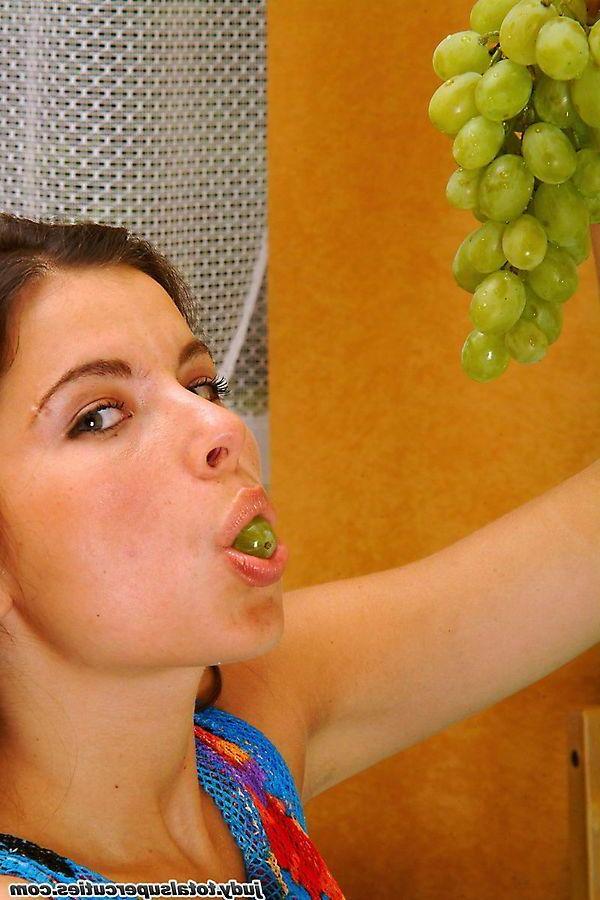 20P Pictures of teen cutie Judy getting kinky with the grapes