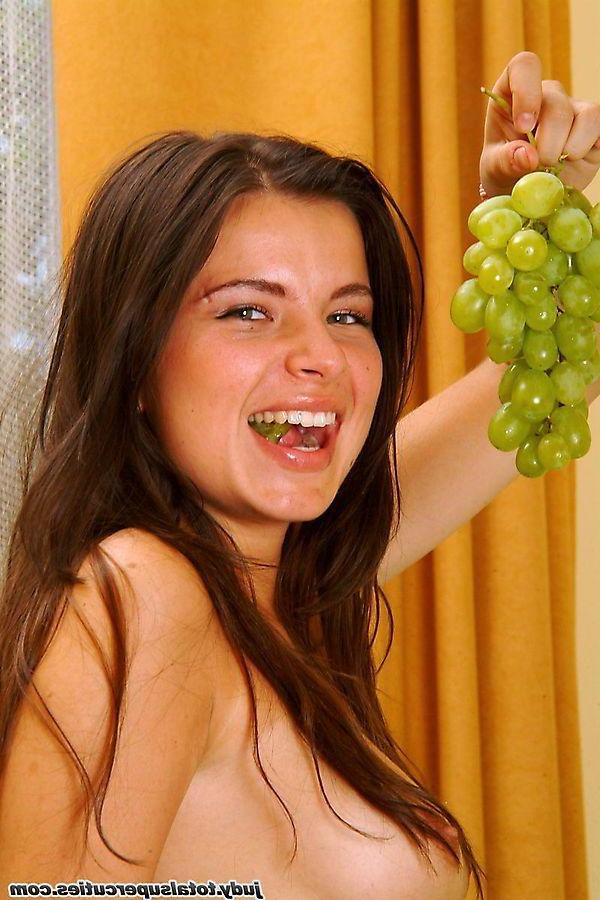 20P Pictures of teen cutie Judy getting kinky with the grapes