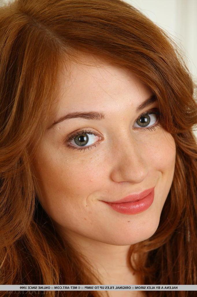 18P Stunning redhead Halena A gets completely nude and offers you her tight body