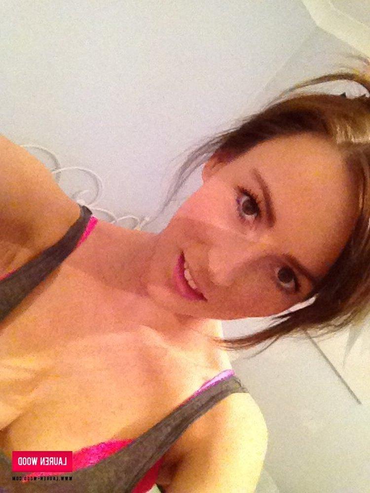 12P Lauren Wood strips off her cute dress and pink lingerie