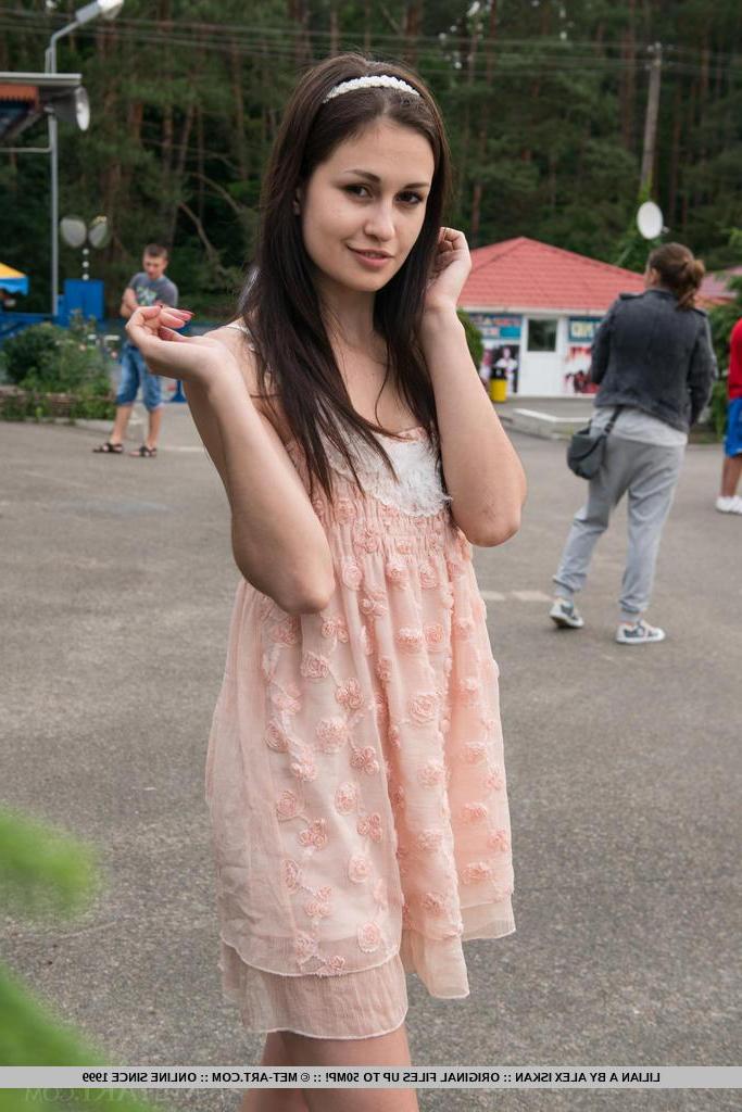 18P Brunette beauty Lilian A strips naked to give you her beautiful pussy