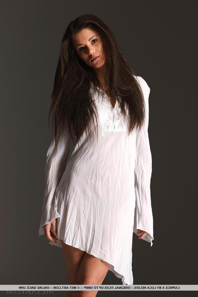 18P Hot girl Caprice strips naked out of her white dress just for you