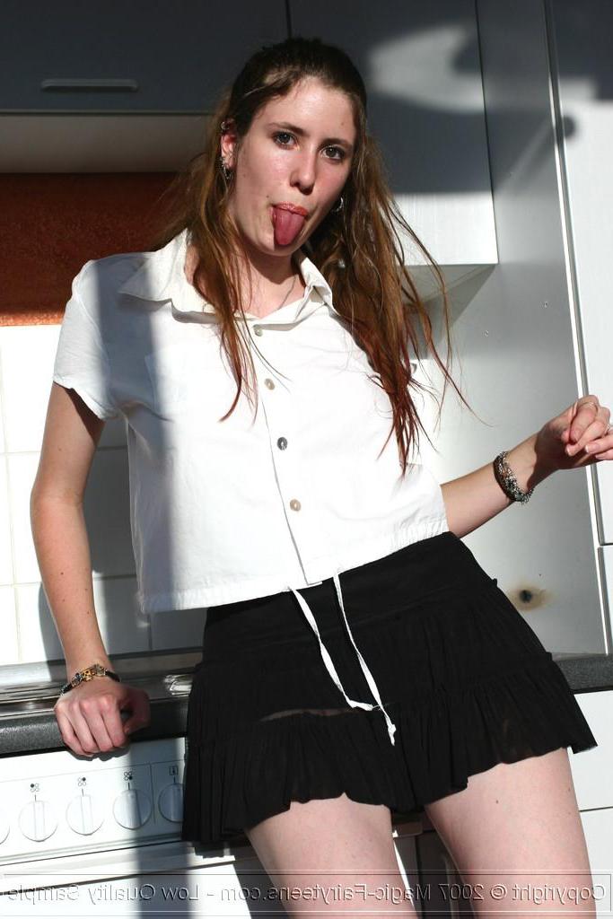16P Pictures of teen schoolgirl Magic Luna exposing her natural breasts