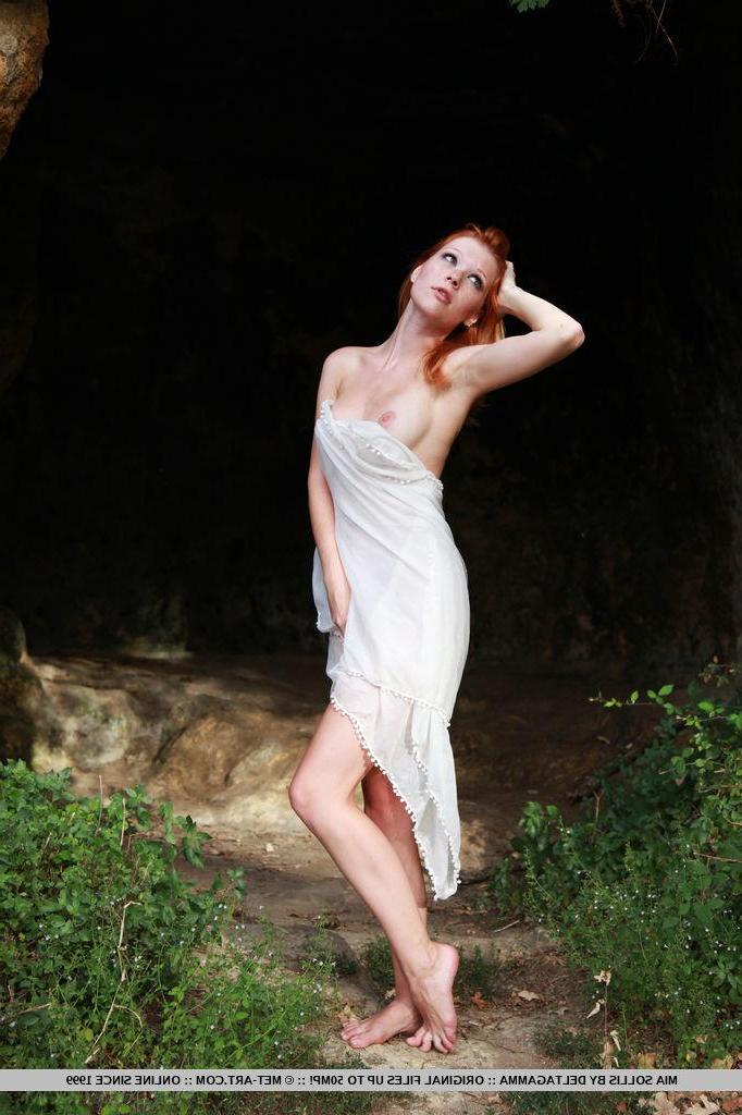 18P Stunning redhead Mia Sollis flaunts her perfect body and puffy nipples outside