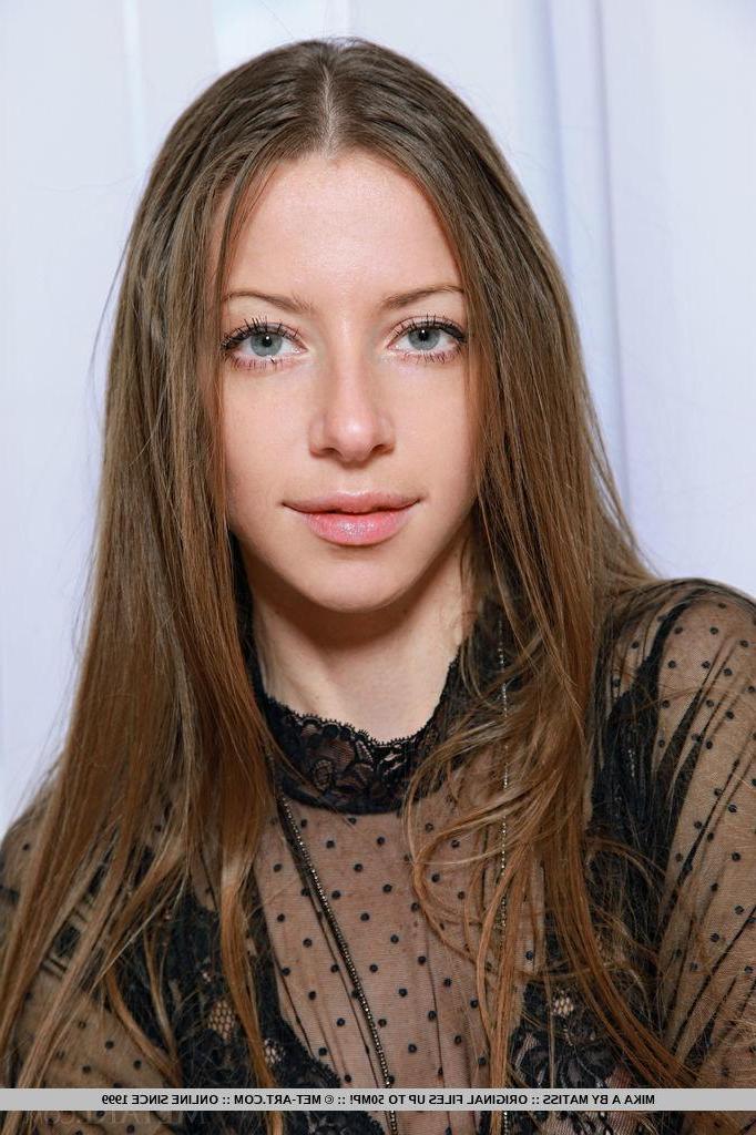 18P Pretty girl Mika A strips down to her black stockings and shows you her pretty pussy