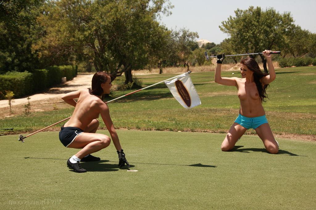 16P Hot teens Sandra Shine and Monica Sweet play the sexiest game of golf ever