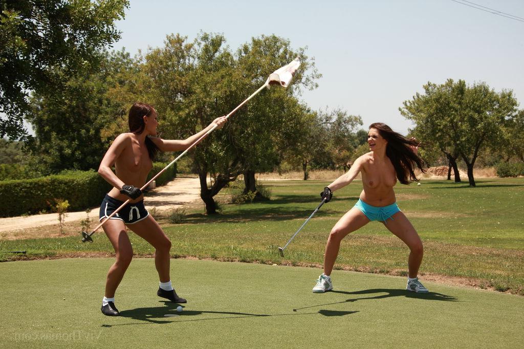 16P Hot teens Sandra Shine and Monica Sweet play the sexiest game of golf ever