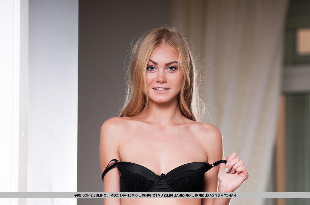18P Blonde teen Nancy A strips naked and spreads her legs for you in "Gaena"
