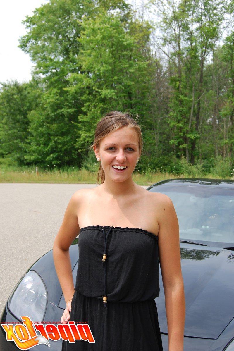 15P Pictures of teen babe Piper Fox showing you her tits and pussy in public