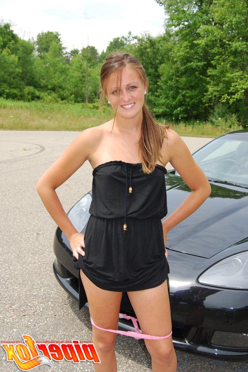 15P Pictures of teen babe Piper Fox showing you her tits and pussy in public