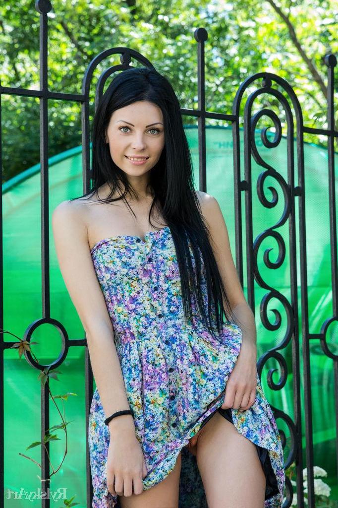 16P Beautiful girl Rafaella lifts her dress to show you her tight wet pussy
