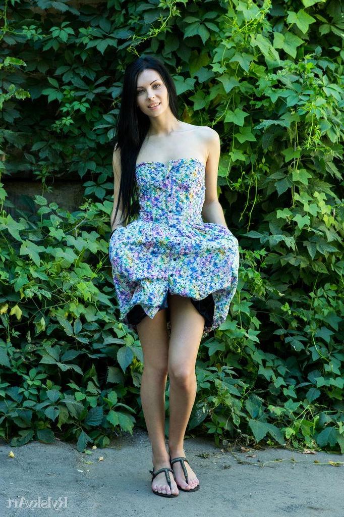 16P Beautiful girl Rafaella lifts her dress to show you her tight wet pussy