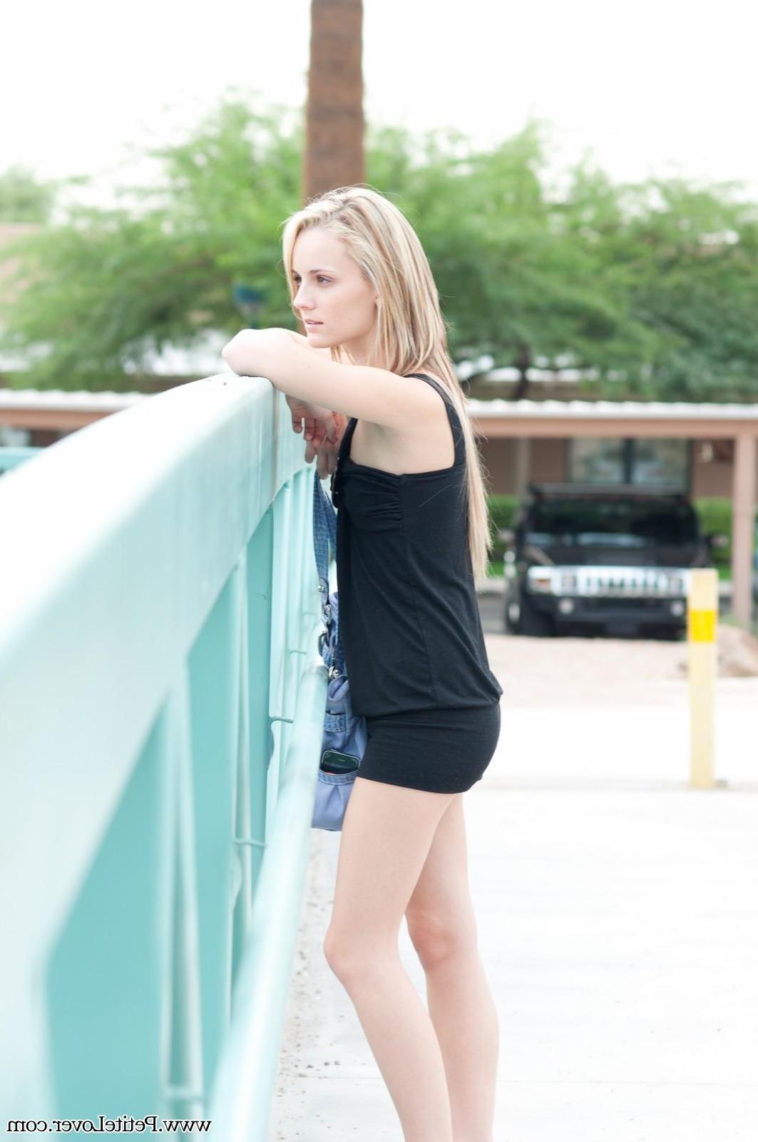 16P Blonde teen Sara James shows off her pussy in public