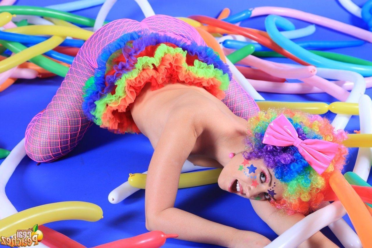 15P Pictures of teen hottie Real Peachez dressed as a slutty harlequin