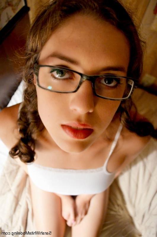 8P Sarah White teases you in her sexy glasses and pigtails