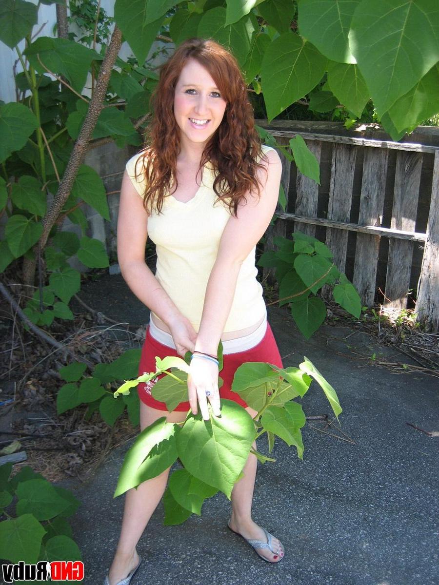 12P Cute cock tease Ruby shows off her curves outdoors