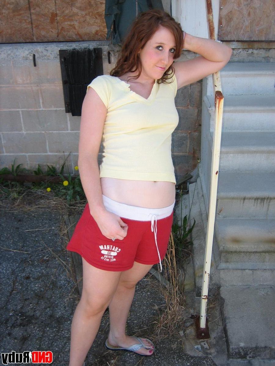 12P Cute cock tease Ruby shows off her curves outdoors