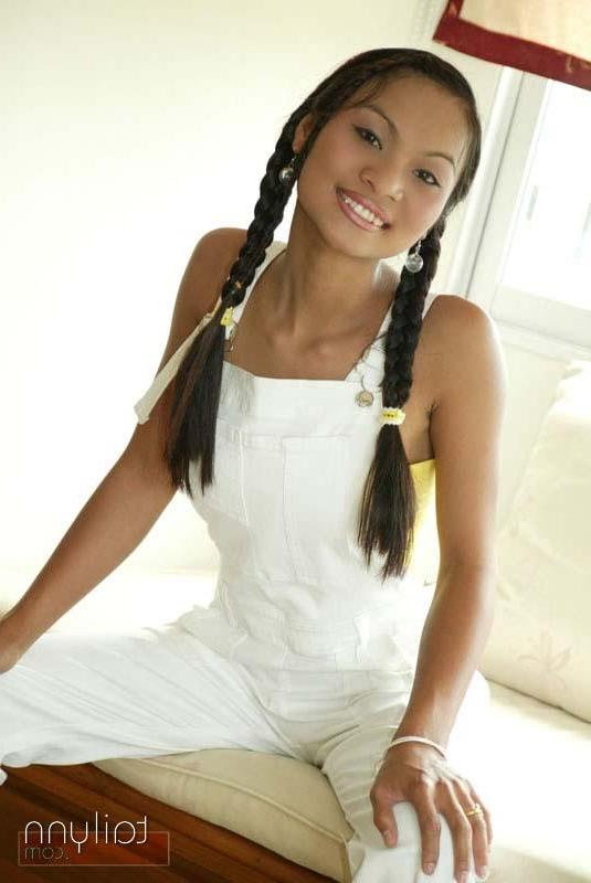 20P Pictures of teen cutie Tailynn looking cute in pigtails and no shirt