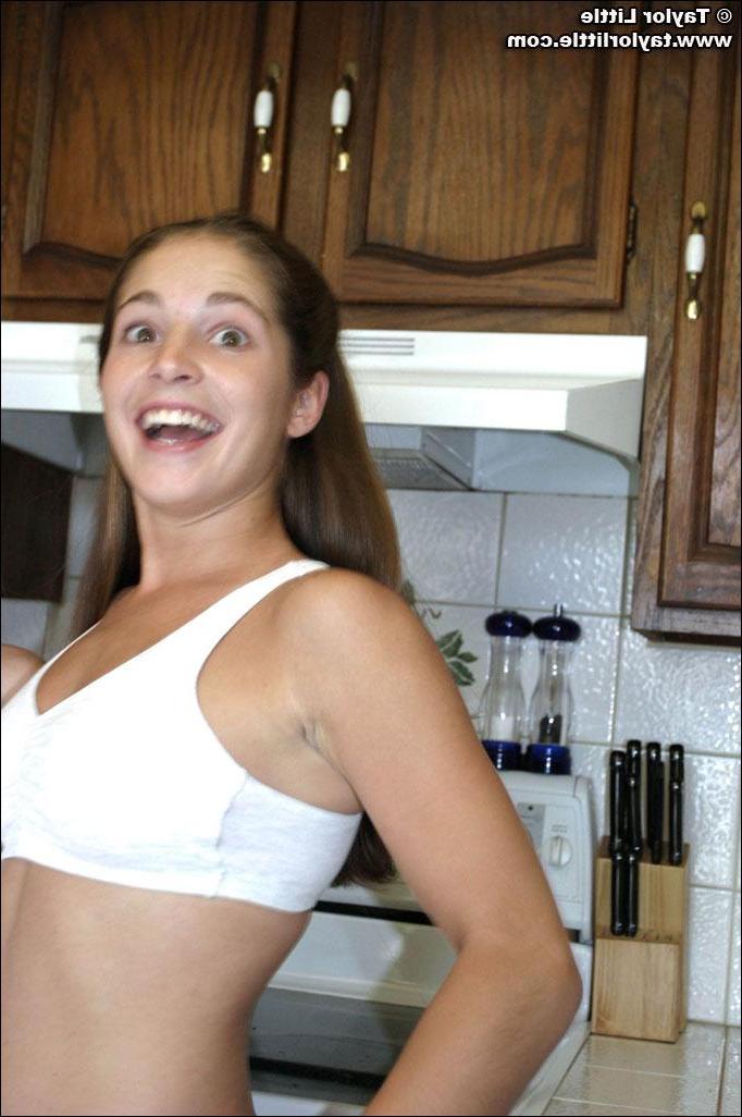 20P Hot teen girls strip each other in the kitchen