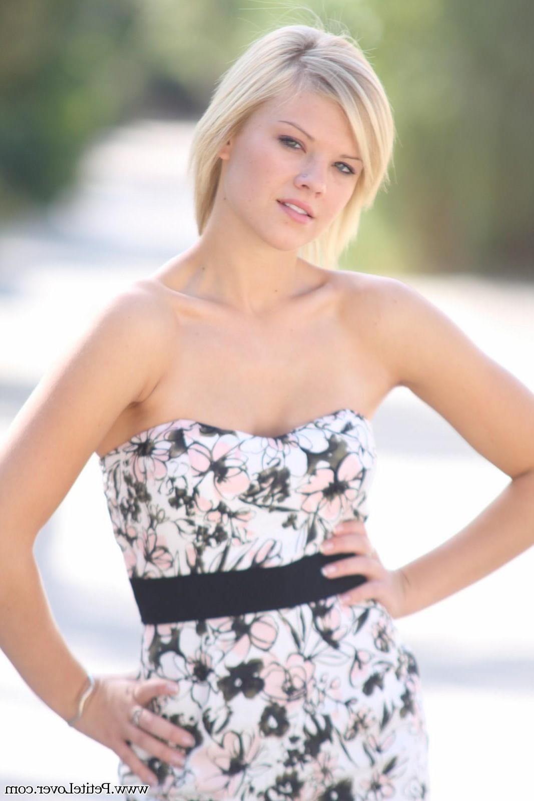 16P Petite blonde girl Tiffany poses for you in public