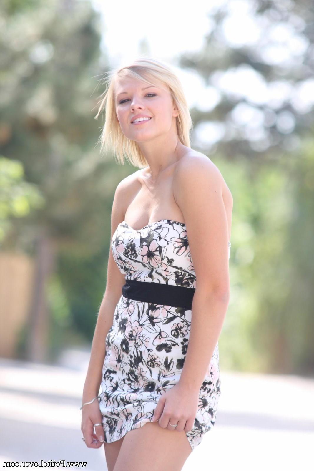 16P Petite blonde girl Tiffany poses for you in public