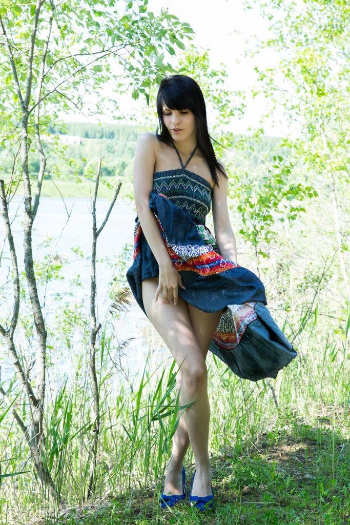 16P Brunette teen Zelda B shows you what's under her dress in "Marsi"