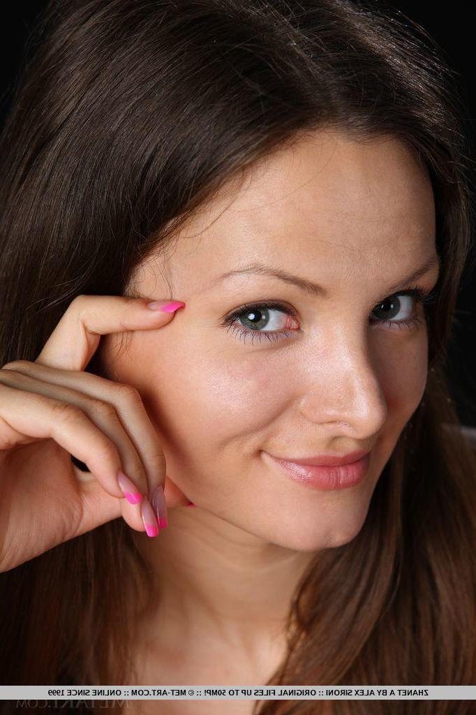 18P Brunette hottie Zhanet A strips completely naked and flaunts her gorgeous body