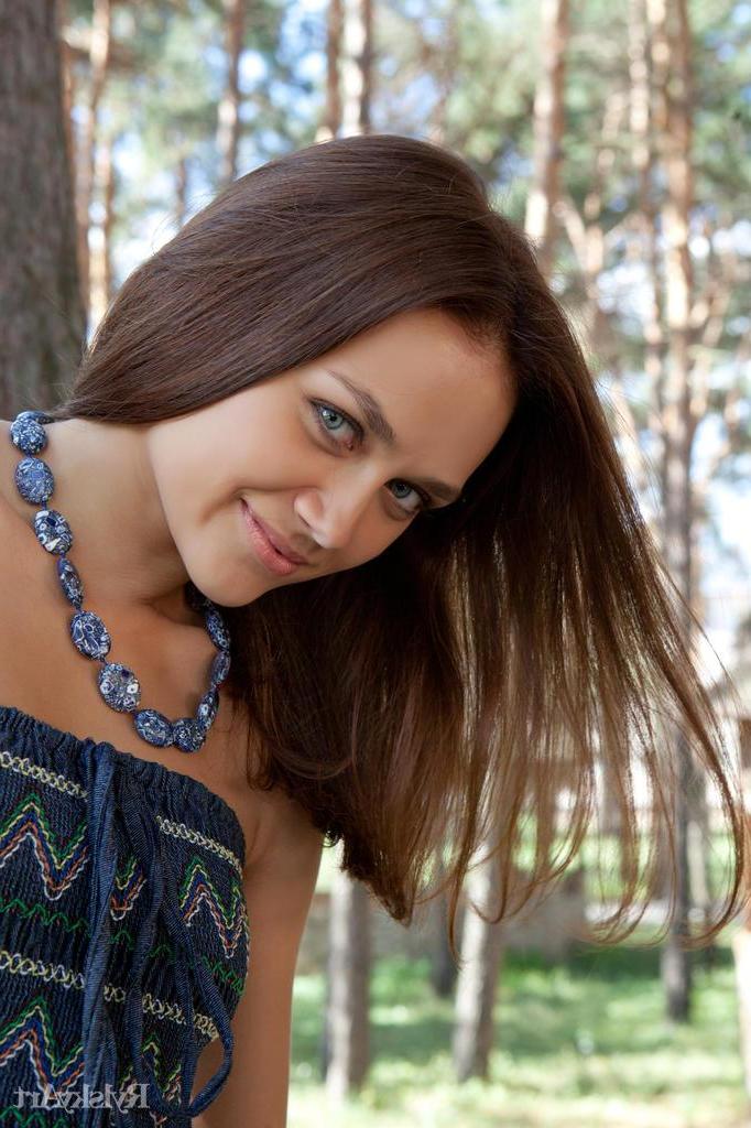 16P Brunette girl Zlatka A lifts her drress to show you her tight teen pussy