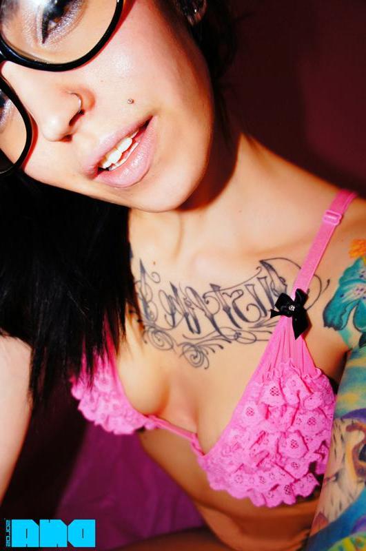 14P Alt hottie Chloe Cupcake rolls around in her sexy glasses and pink panties